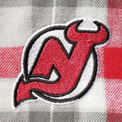 Shop Antigua Red/gray New Jersey Devils Ease Plaid Button-up Long Sleeve Shirt