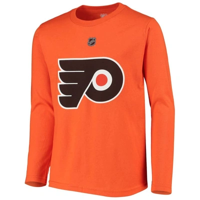 Shop Zzdnu Outerstuff Youth Carter Hart Orange Philadelphia Flyers Authentic Stack Long Sleeve Name & Number T-shirt