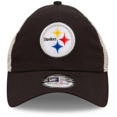 Shop New Era Black/white Pittsburgh Steelers Flag 9twenty Trucker Snapback Hat