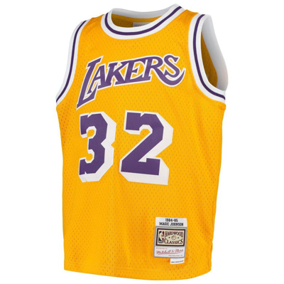 Shop Mitchell & Ness Youth  Magic Johnson Gold Los Angeles Lakers Swingman Throwback Jersey