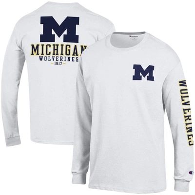 Shop Champion White Michigan Wolverines Team Stack Long Sleeve T-shirt