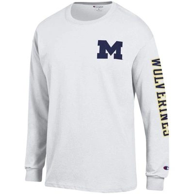 Shop Champion White Michigan Wolverines Team Stack Long Sleeve T-shirt