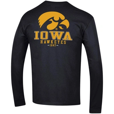 Shop Champion Black Iowa Hawkeyes Team Stack Long Sleeve T-shirt