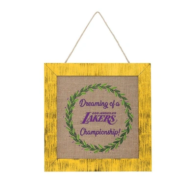 Shop Foco Los Angeles Lakers 12'' Double-sided Burlap Sign In Yellow