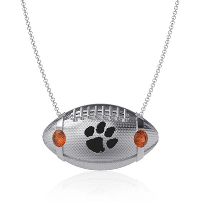 Shop Dayna Designs Clemson Tigers Football Necklace In Silver