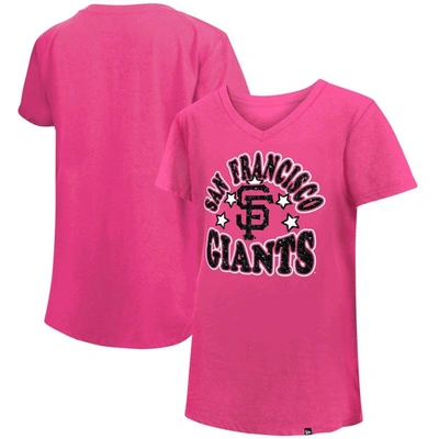 Shop New Era Girls Youth  Pink San Francisco Giants Jersey Stars V-neck T-shirt
