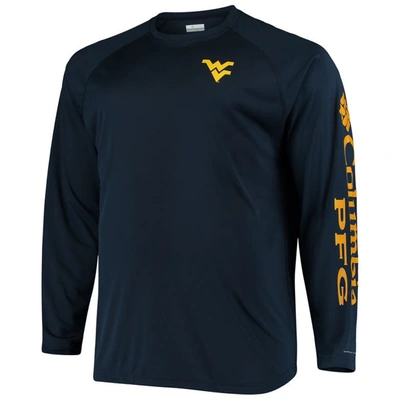 Shop Columbia Navy West Virginia Mountaineers Big & Tall Terminal Tackle Long Sleeve Omni-shade T-shirt
