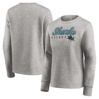 Shop Fanatics Branded Heathered Gray San Jose Sharks Fan Favorite Script Pullover Sweatshirt In Heather Gray