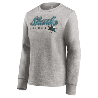 Shop Fanatics Branded Heathered Gray San Jose Sharks Fan Favorite Script Pullover Sweatshirt In Heather Gray