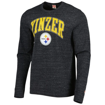 Shop Homage Charcoal Pittsburgh Steelers Hyper Local Tri-blend Long Sleeve T-shirt In Black