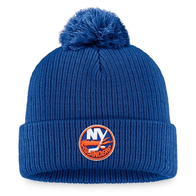 Shop Fanatics Branded Royal New York Islanders Core Primary Logo Cuffed Knit Hat With Pom