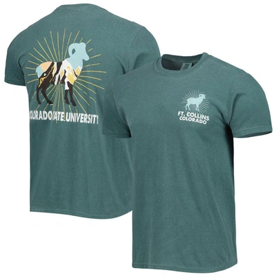 Shop Image One Green Colorado State Rams Mascot Scenery Comfort Color T-shirt
