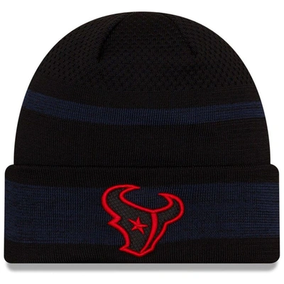 Shop New Era Black Houston Texans 2021 Nfl Sideline Tech Cuffed Knit Hat
