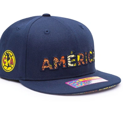 Shop Fan Ink Navy Club America Dia De Los Muertos Floral Snapback Hat