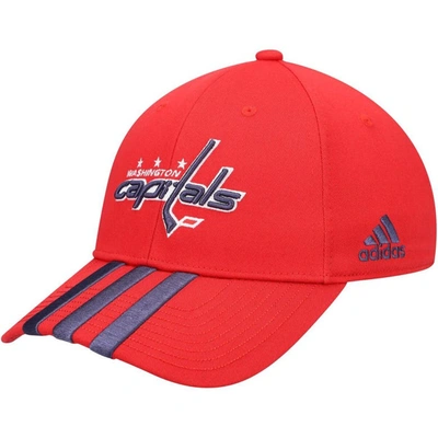 Shop Adidas Originals Adidas Red Washington Capitals Locker Room Three Stripe Adjustable Hat
