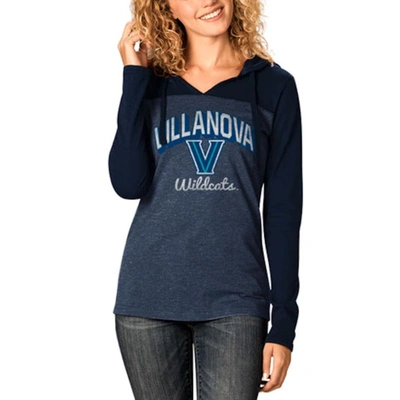 Shop Camp David Navy Villanova Wildcats Knockout Color Block Long Sleeve V-neck Hoodie T-shirt