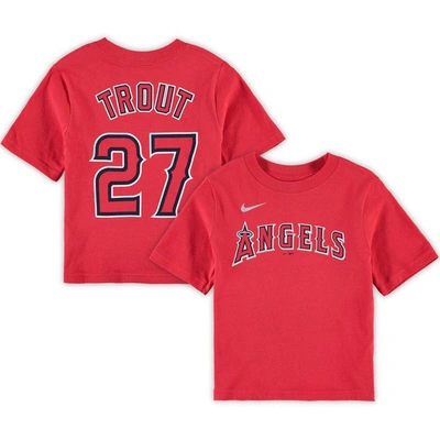Nike Kids' Preschool Mike Trout Red Los Angeles Angels Player Name & Number  T-shirt