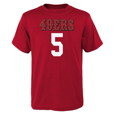 Shop Outerstuff Youth Trey Lance Scarlet San Francisco 49ers Mainliner Name & Number T-shirt