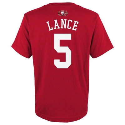 Shop Outerstuff Youth Trey Lance Scarlet San Francisco 49ers Mainliner Name & Number T-shirt