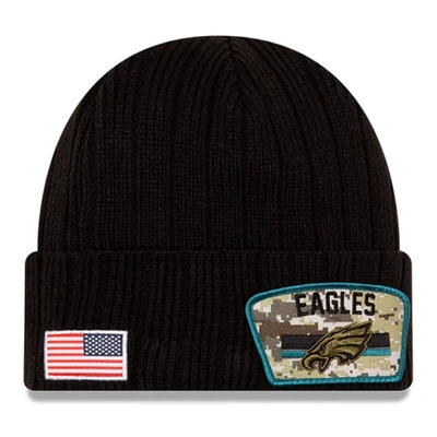 Shop New Era Black Philadelphia Eagles 2021 Salute To Service Cuffed Knit Hat