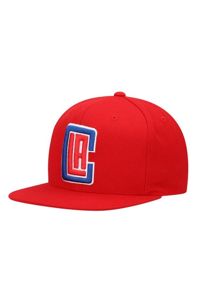 Shop Mitchell & Ness Red La Clippers Team Ground Snapback Hat