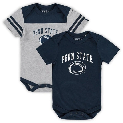 Shop Garb Infant  Navy/heathered Gray Penn State Nittany Lions Tommy 2-pack Bodysuit Set