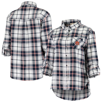 Shop Ug Apparel Navy Auburn Tigers Team Missy Boyfriend Plaid Flannel Button-up Long Sleeve Shirt