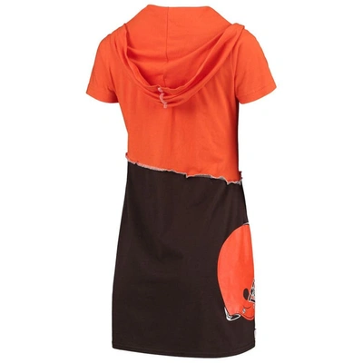 Shop Refried Apparel Orange/brown Cleveland Browns Sustainable Hooded Mini Dress
