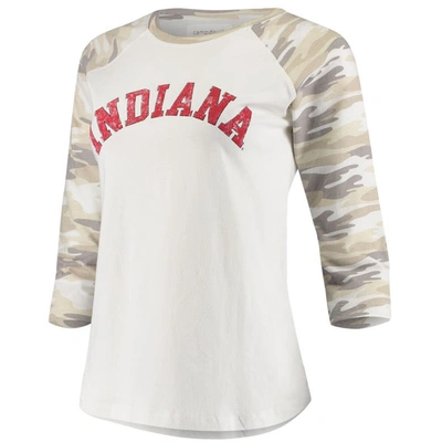 Shop Camp David White/camo Indiana Hoosiers Boyfriend Baseball Raglan 3/4 Sleeve T-shirt