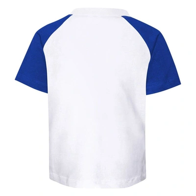 Shop Outerstuff Preschool Los Angeles Dodgers White/heather Gray Groundout Baller Raglan T-shirt & Shorts Set