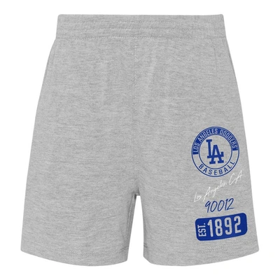 Shop Outerstuff Preschool Los Angeles Dodgers White/heather Gray Groundout Baller Raglan T-shirt & Shorts Set