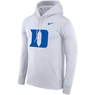 Shop Nike White Duke Blue Devils Performance Pullover Hoodie