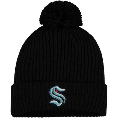 Shop Fanatics Branded Black Seattle Kraken Primary Logo Cuffed Knit Hat With Pom