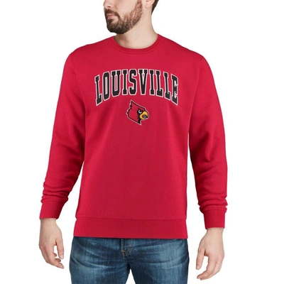Colosseum Men's Louisville Cardinals Arch And Logo Crew Neck Sweatshirt In Red