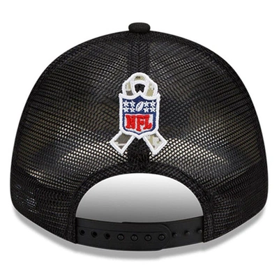 Shop New Era Black/camo Los Angeles Rams 2021 Salute To Service Trucker 9forty Snapback Adjustable Hat