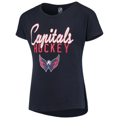 Shop Outerstuff Girls Youth Navy Washington Capitals Laced Through T-shirt