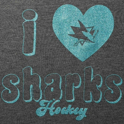 Shop Outerstuff Girls Youth Heathered Charcoal San Jose Sharks Love Tie Tri-blend T-shirt In Heather Charcoal