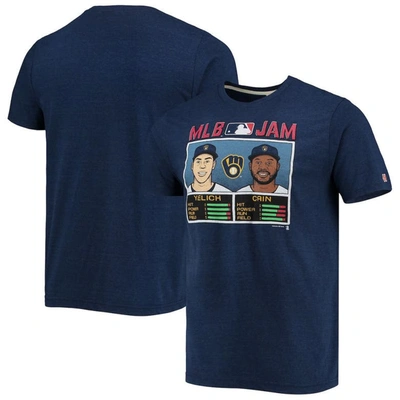 Shop Homage Christian Yelich & Lorenzo Cain Navy Milwaukee Brewers Mlb Jam Tri-blend T-shirt