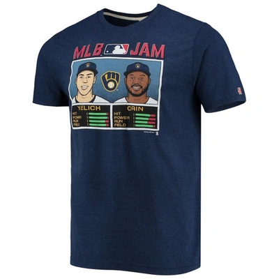 Shop Homage Christian Yelich & Lorenzo Cain Navy Milwaukee Brewers Mlb Jam Tri-blend T-shirt