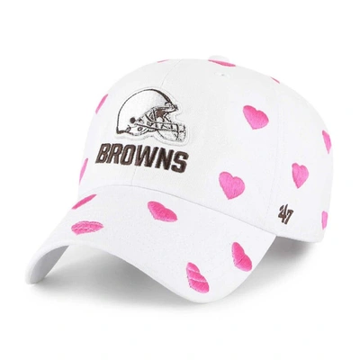 Shop 47 Girls Toddler ' White Cleveland Browns Surprise Clean Up Adjustable Hat