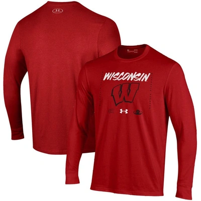 Shop Under Armour Youth   Red Wisconsin Badgers 2023 On Court Bench Unity Long Sleeve T-shirt