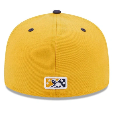 Shop New Era Gold Montgomery Biscuits Authentic Collection Alternate Logo 59fifty Fitted Hat