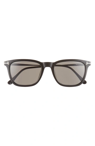 Shop Tom Ford Arnaud 53mm Polarized Square Sunglasses In Shiny Black / Smoke Polarized