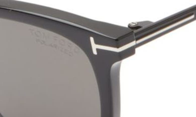 Shop Tom Ford Arnaud 53mm Polarized Square Sunglasses In Shiny Black / Smoke Polarized