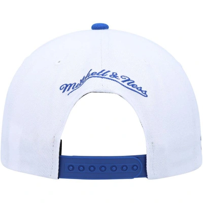 Mitchell & Ness Men's  White, Royal Golden State Warriors Side Core 2.0 Snapback Hat In White