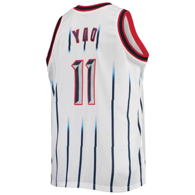 Men's Mitchell & Ness Yao Ming Cream Houston Rockets Chainstitch Swingman Jersey Size: 3XL