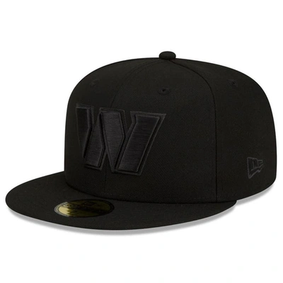 Shop New Era Washington Commanders Black On Black 59fifty Fitted Hat