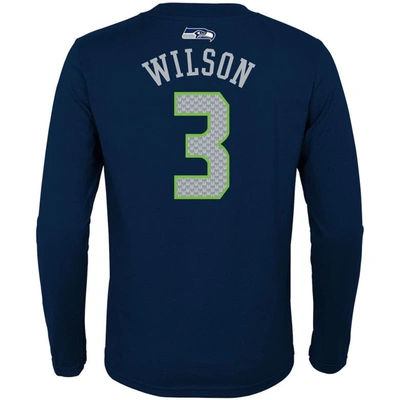 Shop Outerstuff Youth Seattle Seahawks Russell Wilson College Navy Primary Gear Name & Number Long Sleeve T-shirt