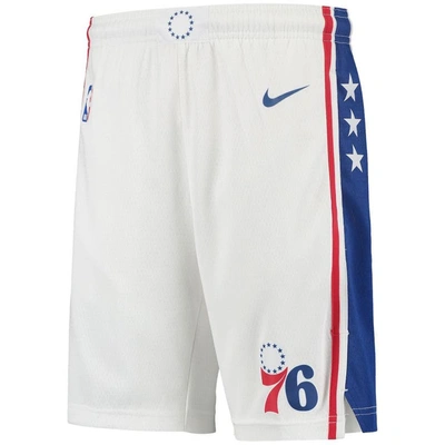 Shop Nike Youth  White Philadelphia 76ers 2020/21 Swingman Shorts