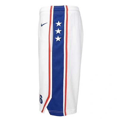 Shop Nike Youth  White Philadelphia 76ers 2020/21 Swingman Shorts